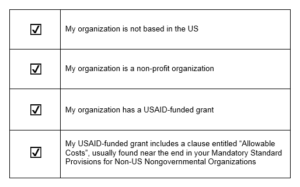 What are allowable costs on my USAID grant?  LINC